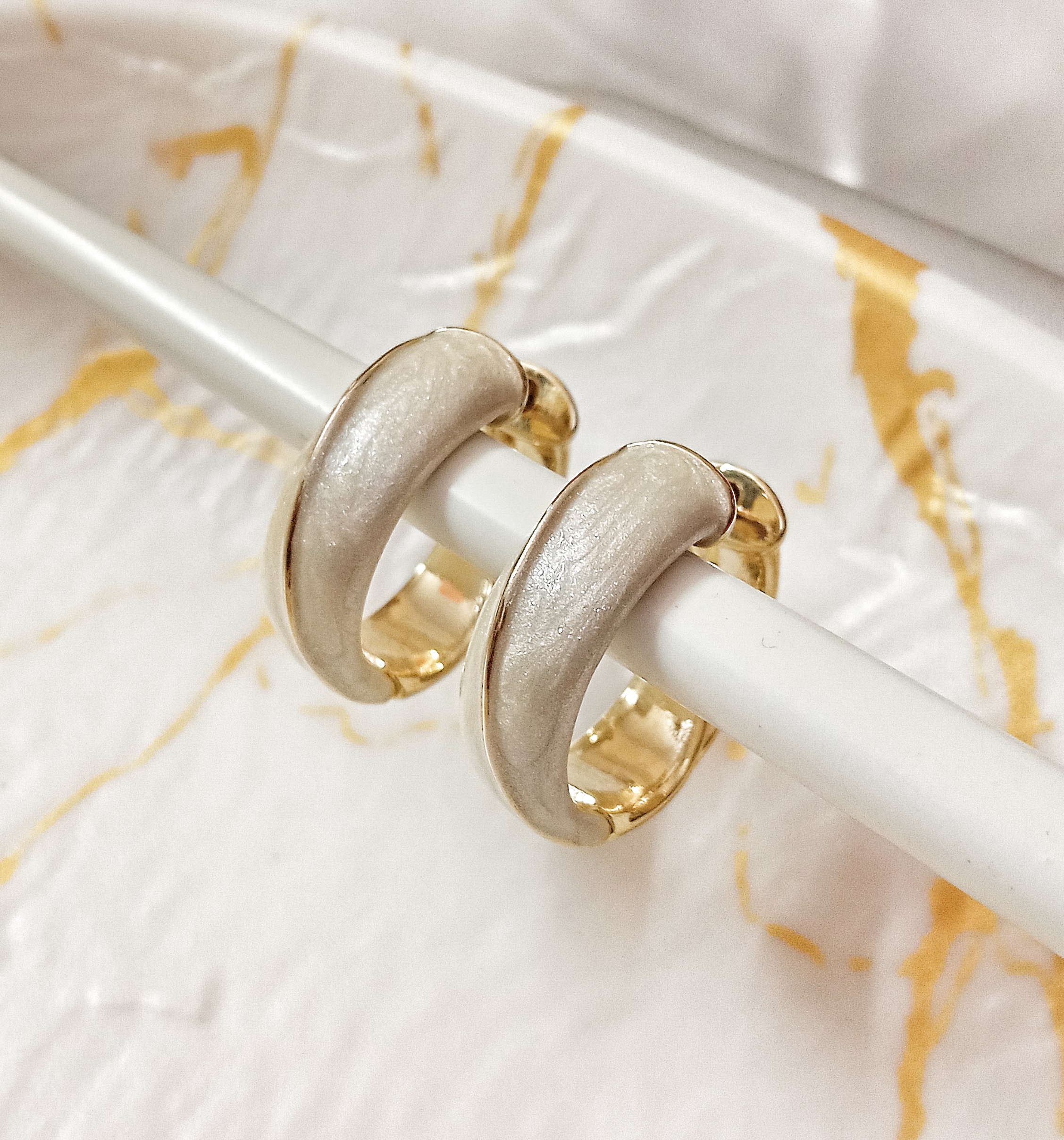 Haven Hoop Earrings (White)