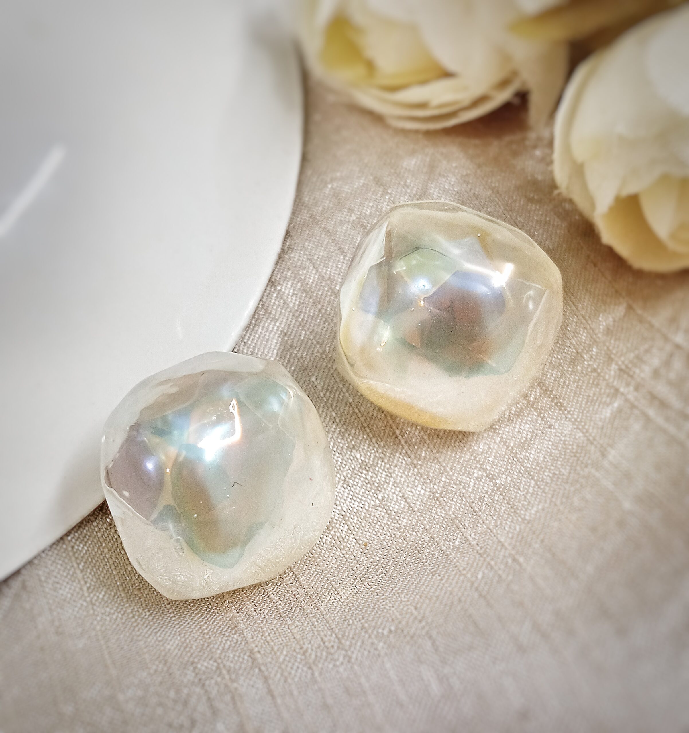 Mae Faceted Pearl Studs