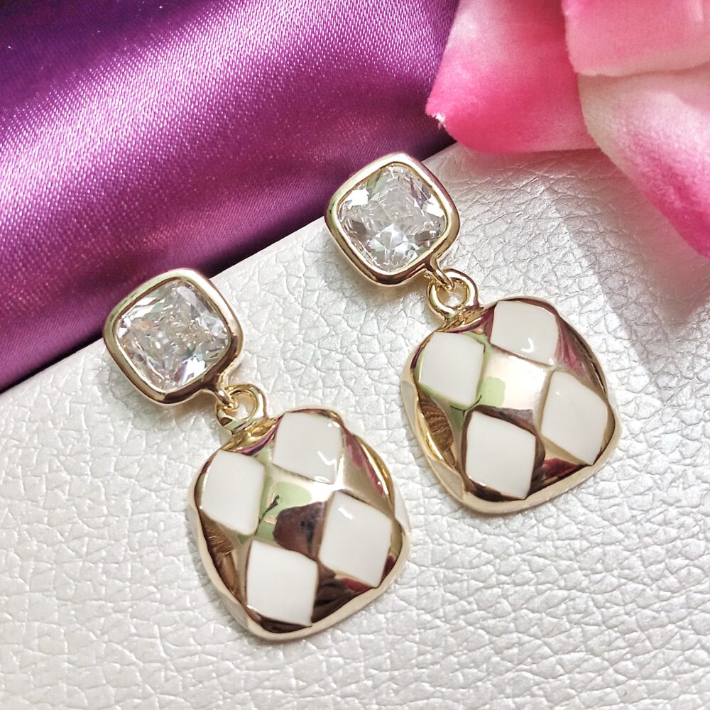 Checkered Drop Earrings