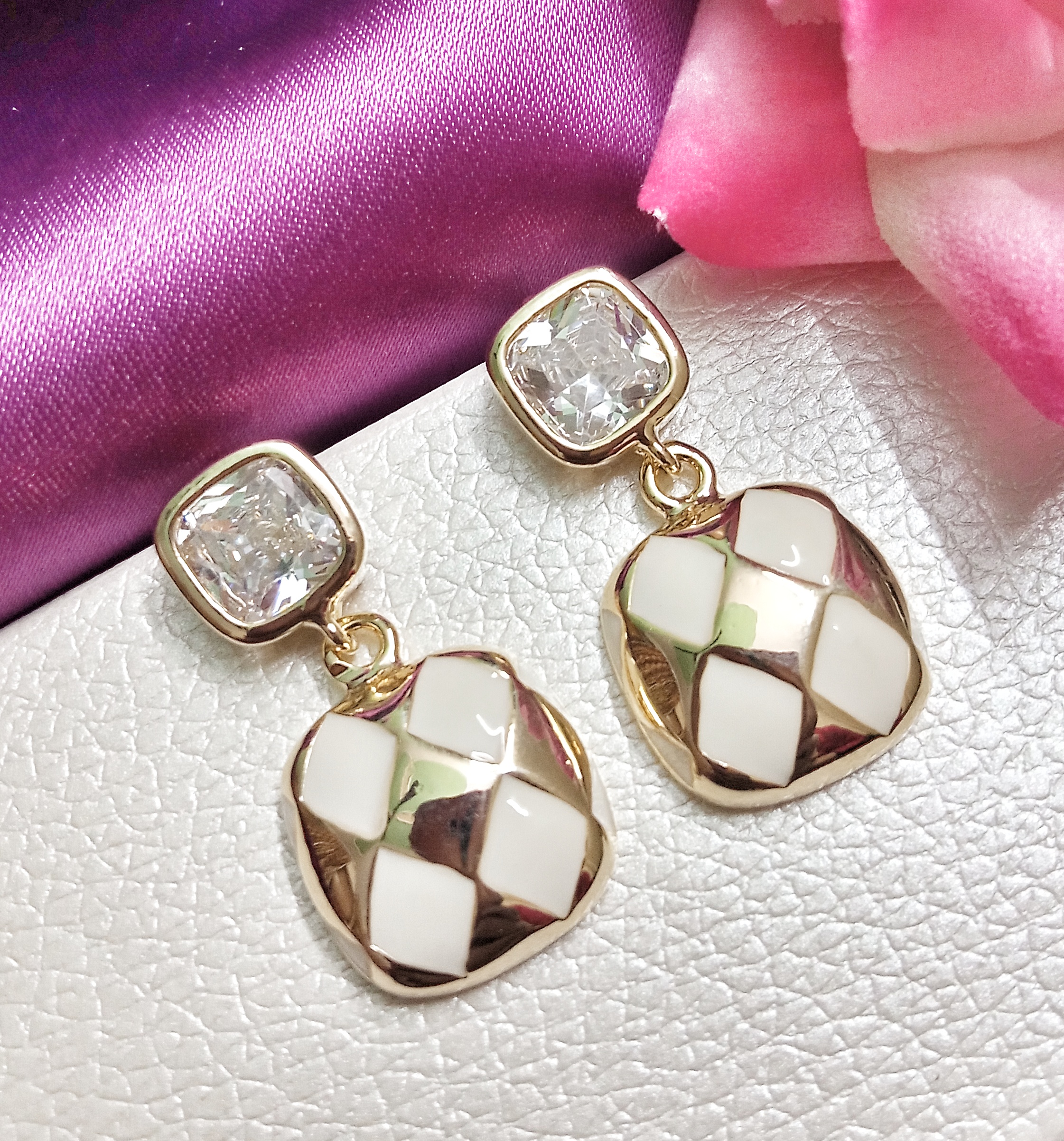 Checkered Drop Earrings