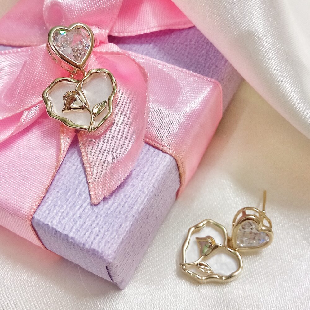 MOP Heart Drop Earrings