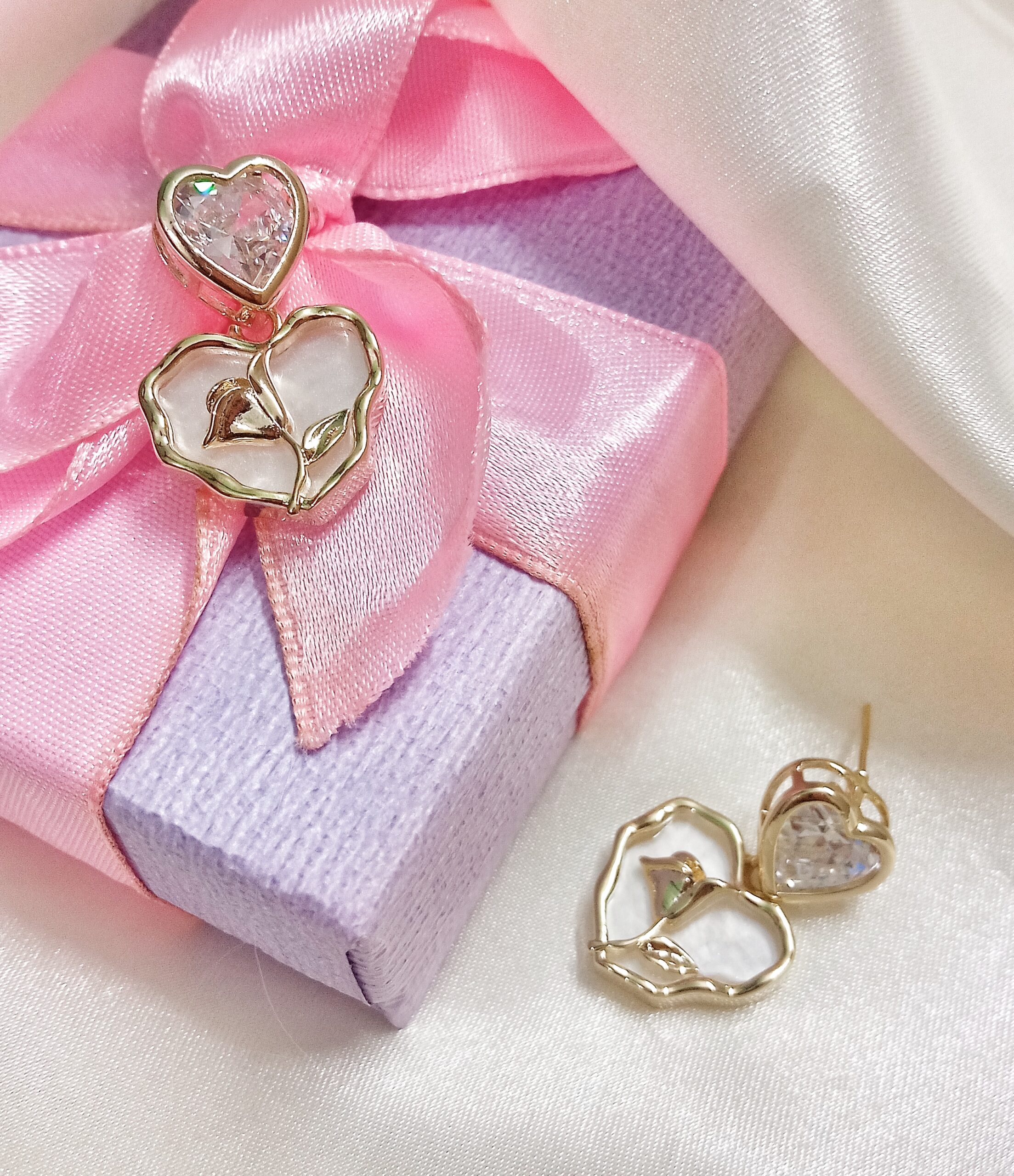 MOP Heart Drop Earrings