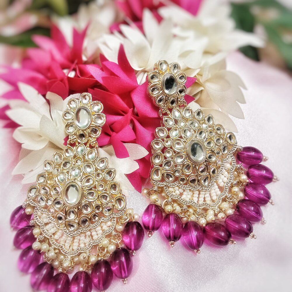 Nazrana Earrings (Ruby Pink)