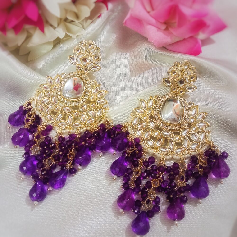 Inaya Kundan Earrings (Purple)