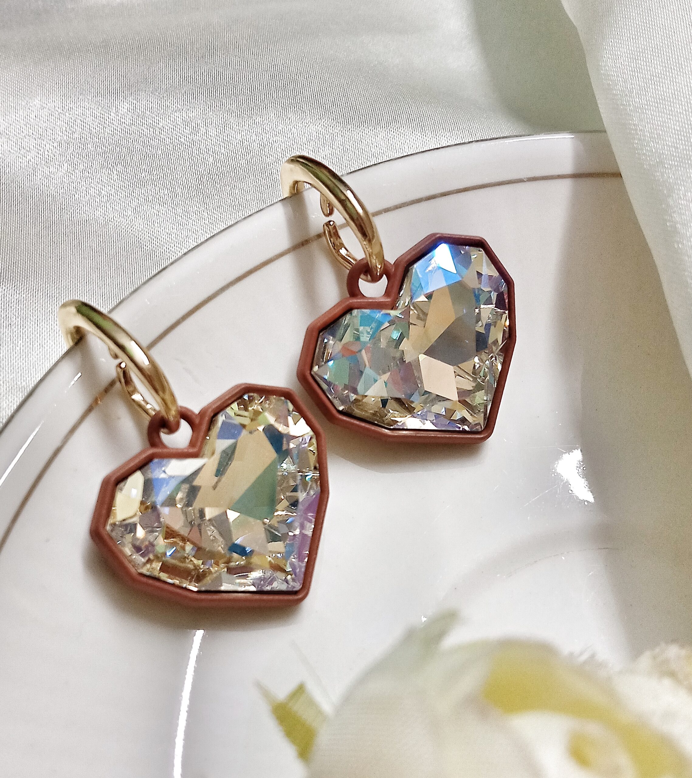 Luna Heart Drop Earrings (Brown) - Image 2