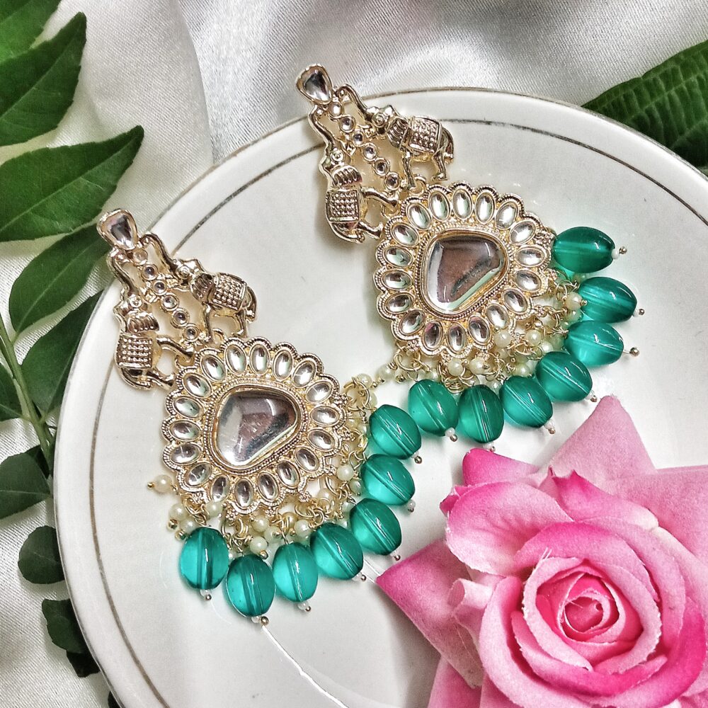 Myra Kundan Earrings (Turquise)
