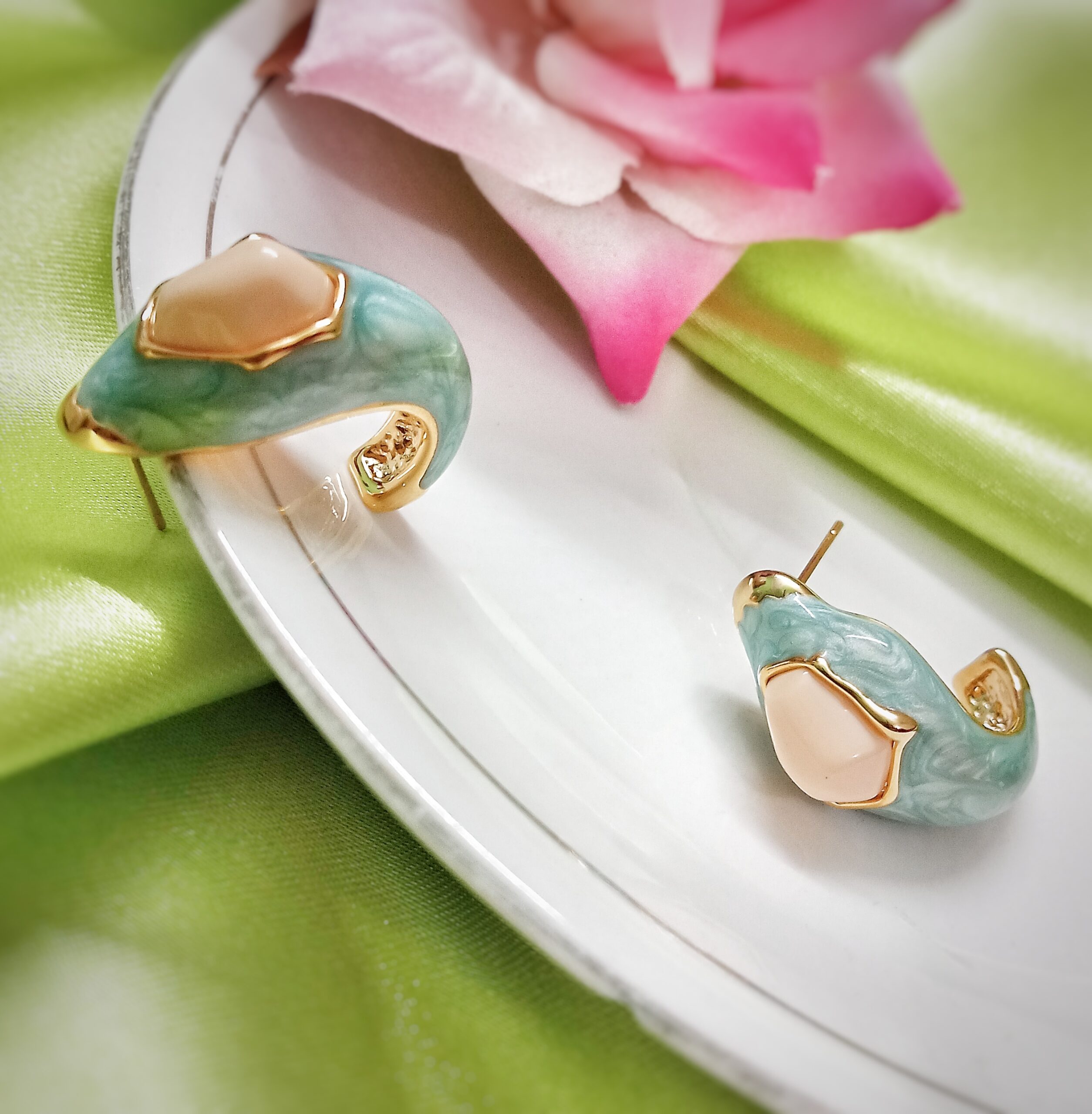 Rue Stud Earrings (Blue) - Image 2