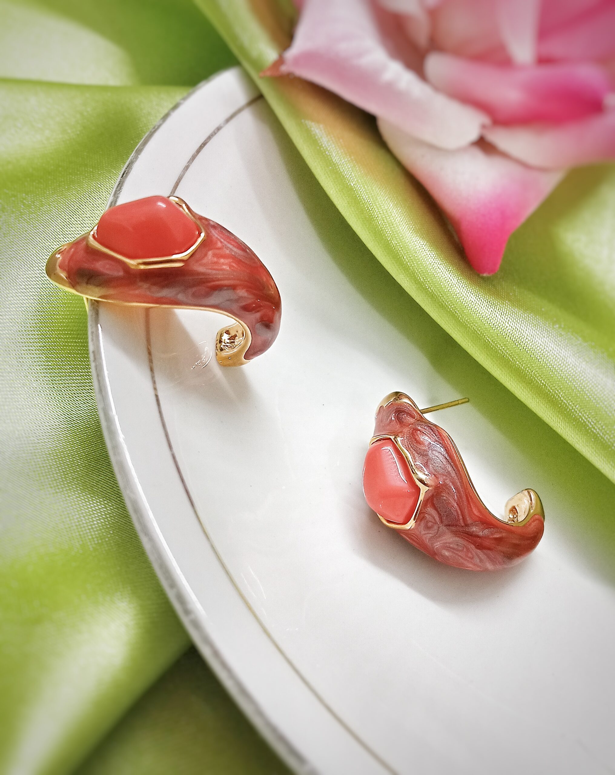 Rue Stud Earrings (Burnt Umber) - Image 2