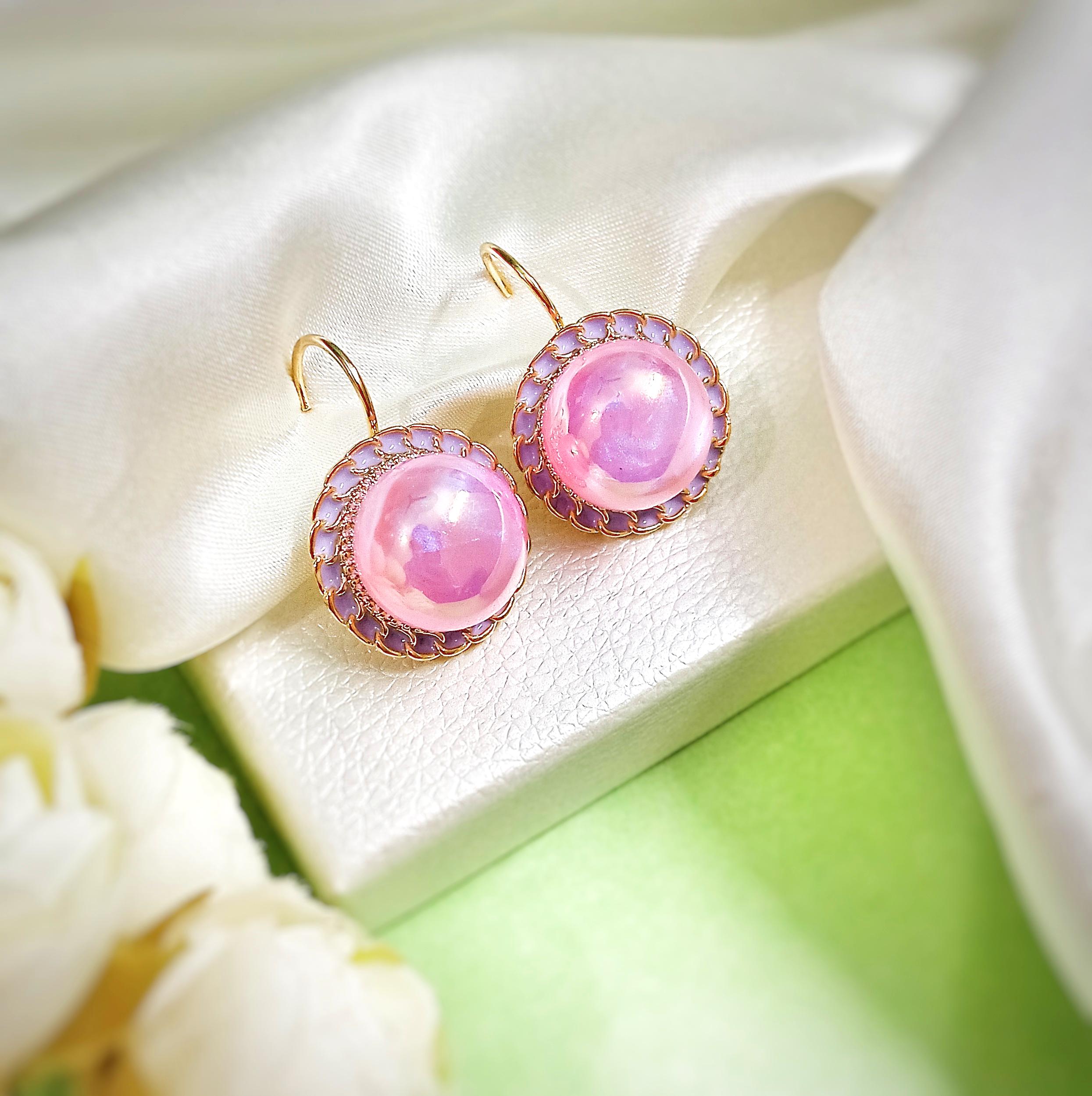 Zora Pearl Stud Earrings (Pink) - Image 3