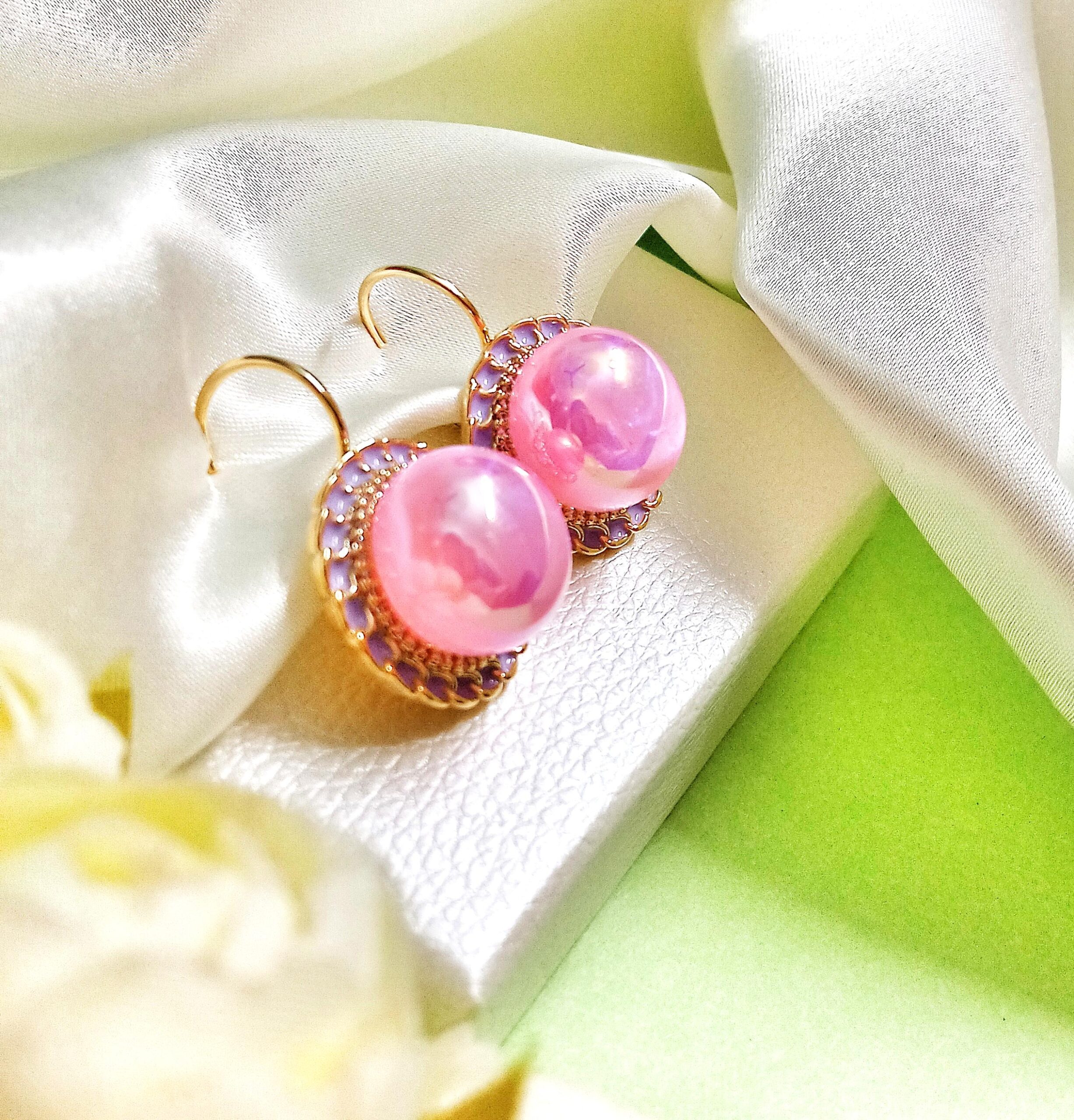 Zora Pearl Stud Earrings (Pink) - Image 2