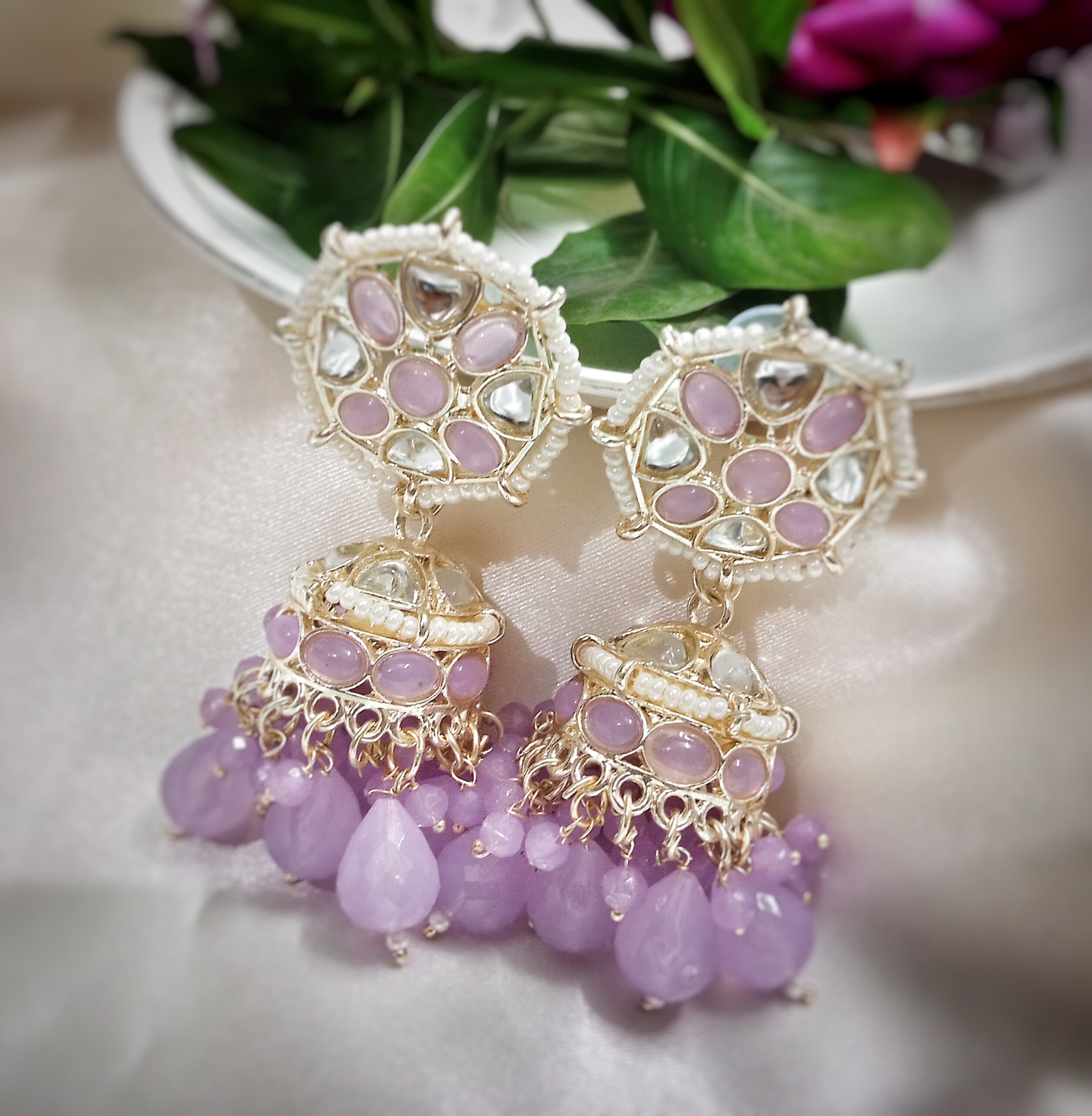 Noor Kundan Jhumki (Lavender) - Image 2
