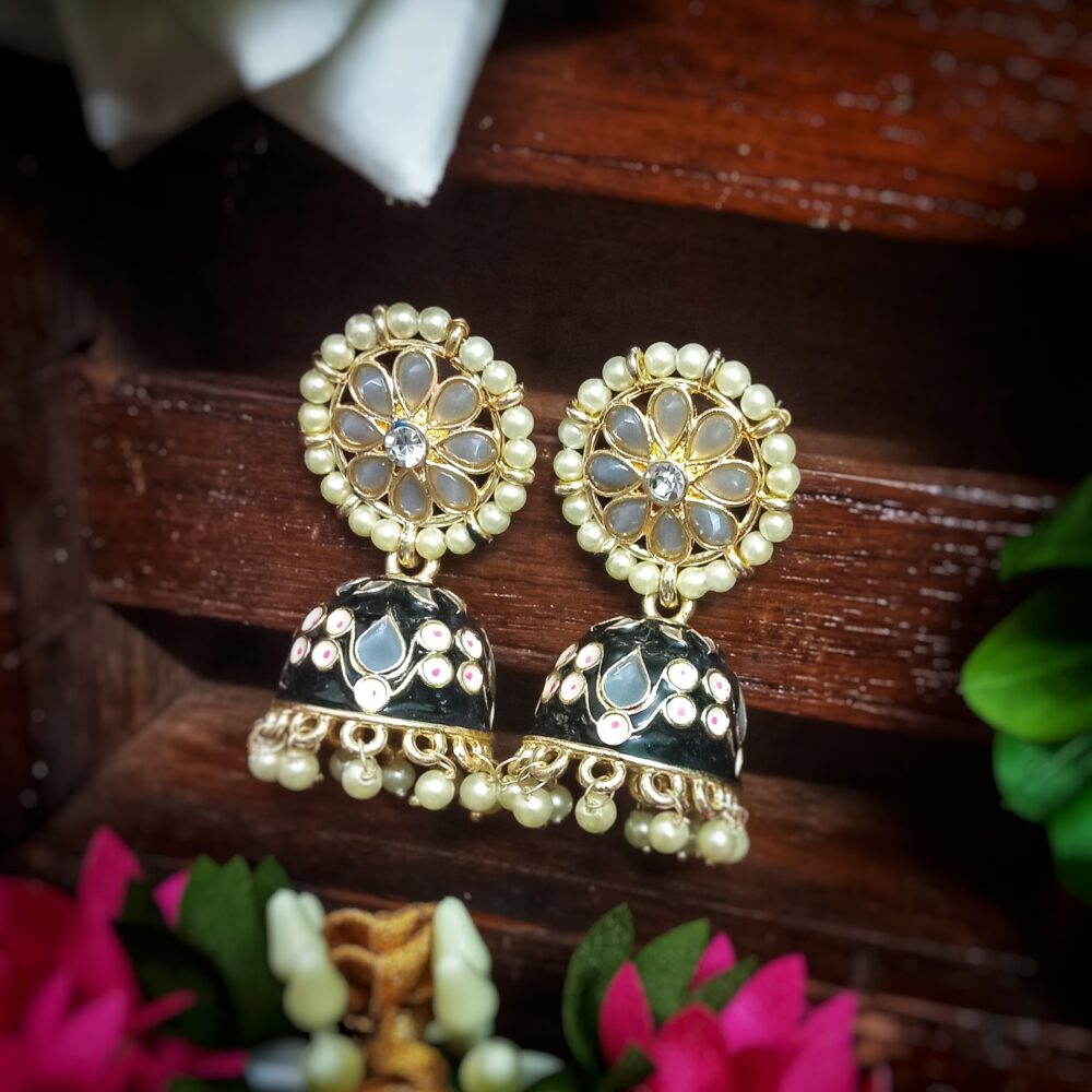 Ruhi Jhumki Earrings (Black)