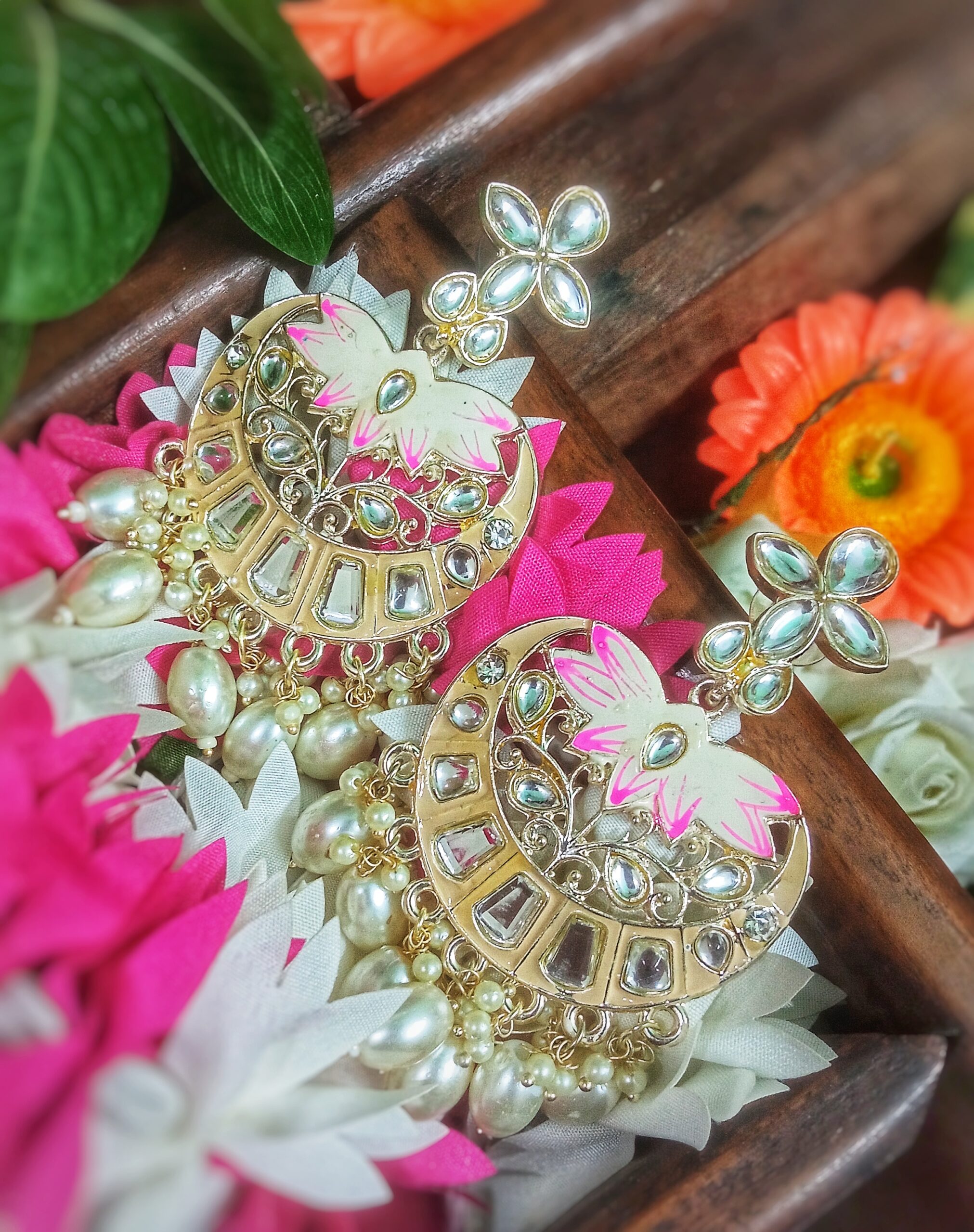 Asma Chandbali Earrings (Biege)