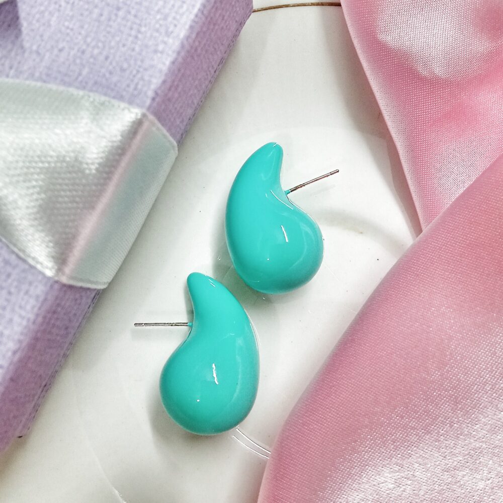 Funky Teardrop Stud Earrings (Turquoise)