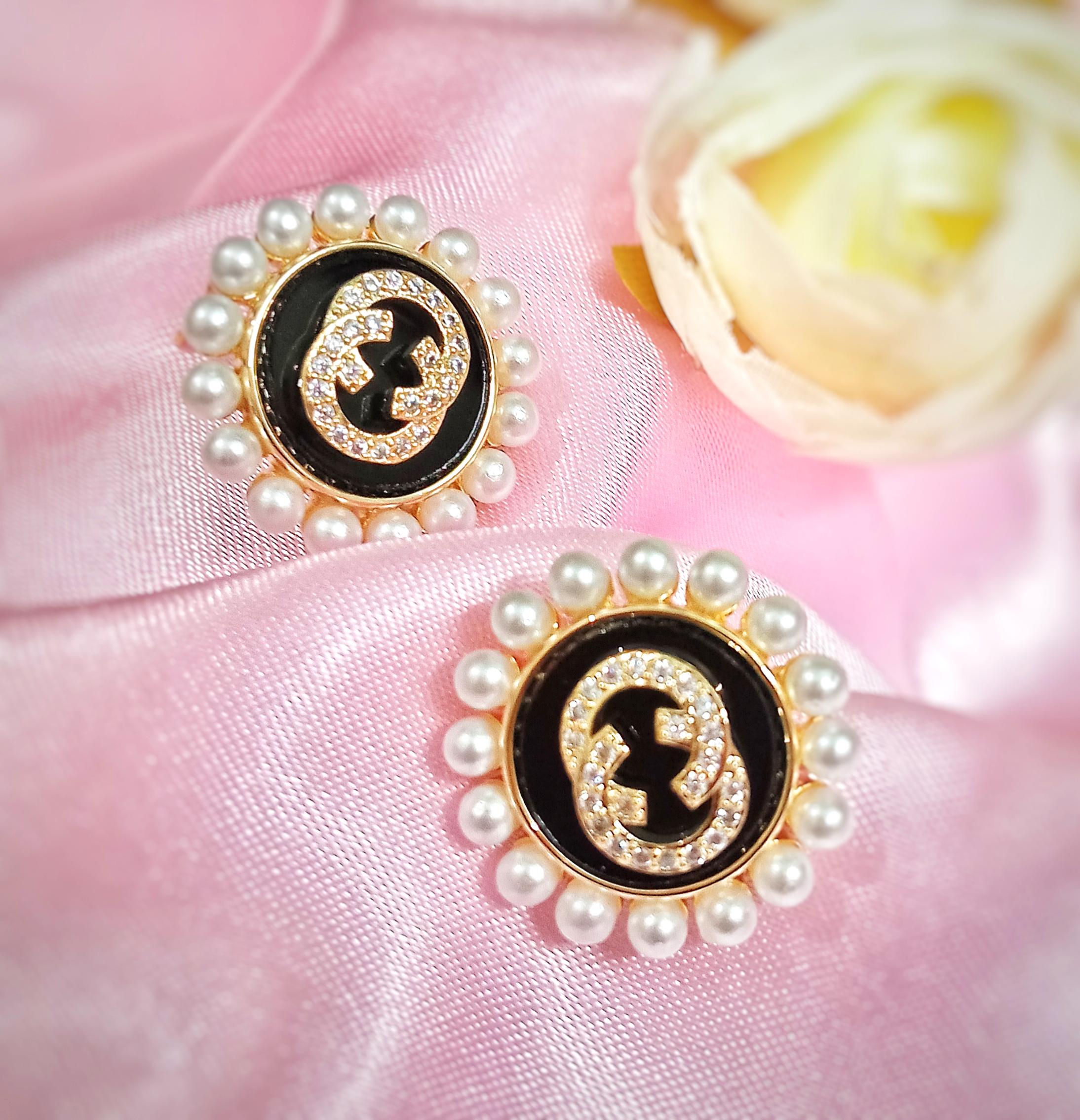 Coco MOP Stud Earrings (Black) - Image 2